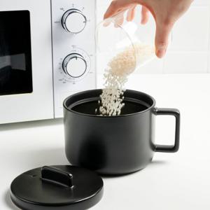 [JAJU/자주] 전자레인지용 1인 도자기 밥솥_750ml_블랙