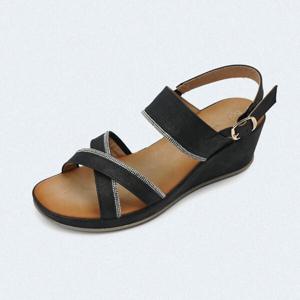 [베어파우(슈즈)]JACE 여성 경량 키높이 쿠션 벨크로 샌들 블랙 K2977001RB-W