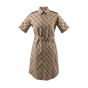 [로로모다] 버버리 체크 패턴 반팔 셔츠 여성 원피스 / 8106067