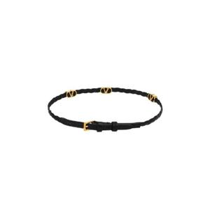 발렌티노 브이로고 레더 네클리스 블랙 골드 J0X75PRH0NO