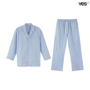 [예스]라이트 블루 자카드 남여공용 파자마 잠옷 YSMNB201