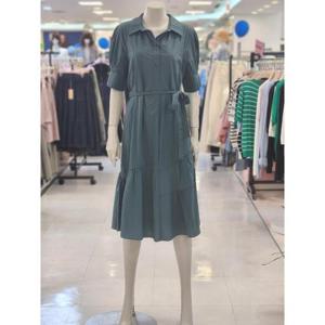 SOUP 여성 바스락 소재 홑겹 플레어 벨티드 원피스 SBXOP20