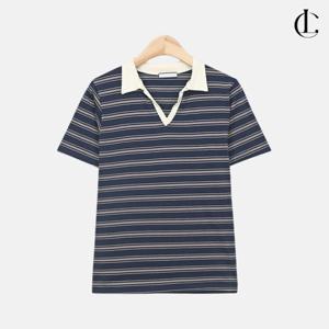 엘케이트 여성 단가라 오픈카라 반팔티 반팔 면 코튼 카라티 LCR114