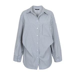 [에이비에프지]언발란스 디테일 포인트 스트라이프 긴팔 롱 남방 APZ5QB031G