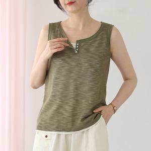 [웬디즈갤러리]버튼 트임 이중 나시 니트/여름 휴가 RKN137