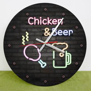 아트박스/꾸밈 is615-네온사인치킨앤맥주_인테리어벽시계