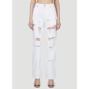 26 SS 돌체앤가바나 여성 로고 플라크 디스트레스드 진 dol0253007wht