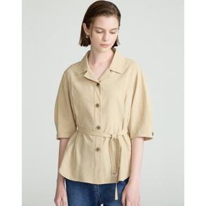 닥스 여성 25SS 린넨베이지 멜란지 스트랩 반소매 셔츠 DLSH5BI41I1