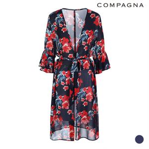 벨티드 플라워 쉬폰 로브 가디건_CABU6-WRC350