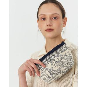 [헤지스ACC][쇼핑백동봉] 뜨왈드주이 네이비 캔버스 미니 파우치 HIWA5F411N2