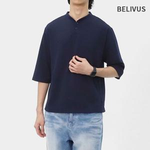 빌리버스 남성 헨리넥 티셔츠 무지 7부 반팔티 BCM025