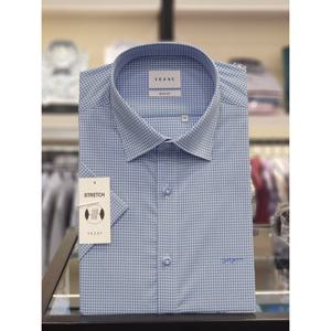 [예작][예작] 반소매  면혼방 미니체크 슬림핏셔츠 YJEMBS263BL