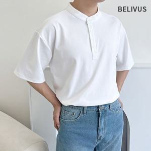빌리버스 남성 헨리넥 반팔 오버핏 반소매 티셔츠 BDT381