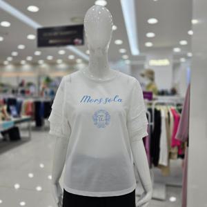 [꼼빠니아]볼륨 소매  레터링 라운드 티셔츠 CAFU5-WKS230_CJ