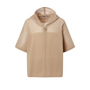 닥스 여성 25SS 면베이지 짜임 반소매 후드 집업 가디건 DLSW5B417I3