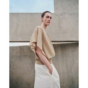 닥스 여성 25SS 린넨카키 레이어드 반소매 라운드넥 스웨터(+브이넥 민소매) DLSW5B501K1