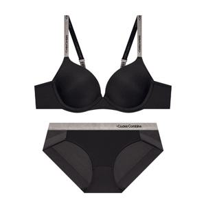 딥무드 실버밴딩 브라 햄팬티 세트_블랙