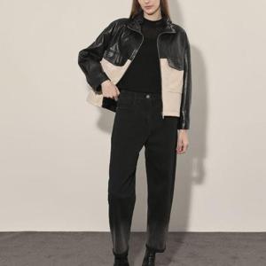 올리비아로렌 DP01 배색 합성가죽자켓 VOBJN4F8131