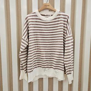 나인스텝 HC11 루즈핏스트라이프니트티 n24nw4319