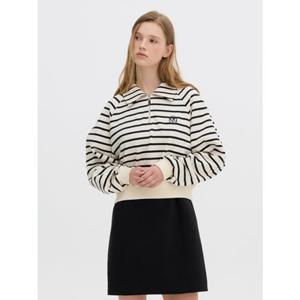 올리브데올리브 스트라이프 카라 반집업 자수 맨투맨 티셔츠 OH5XE1910