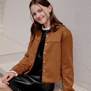 FOCUS  노카라 절개 포인트 스웨이드 자켓 PBBF5F1JK1051