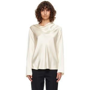 26 SS Loulou de Saison 여성 오프 화이트 리디 드레이핑 새틴 블라우스 252473F107000