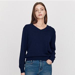 [지오다노]여성 무지 캐시미어 블랜드 브이넥 긴팔 니트 355913