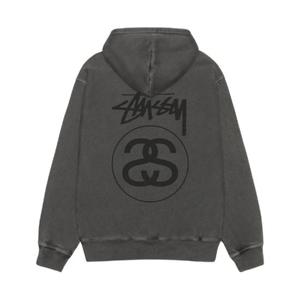 스투시 스탁 링크 집 후드 피그먼트 다이드 블랙 1975118