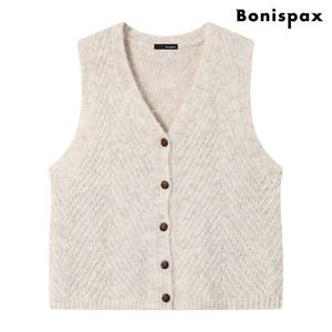 [보니스팍스]V넥 버튼업 베이직 니트 베스트 (XP4VW001L0)