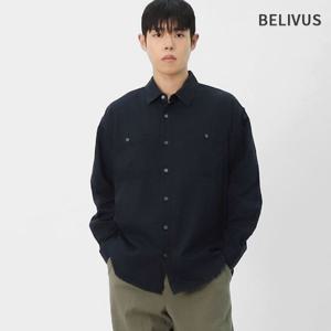빌리버스 남성 데일리 가을 심플 무지 남방 투포켓 긴팔 세미오버핏 자켓 BFAR004