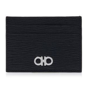 [페라가모] 남성 더블 간치니 카드지갑 66 A387 NERO PEBBLE 0704957
