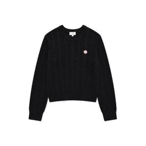 커버낫긴팔티 JQS CO2403KT74-BK 우먼 클로버하트 케이블 니트 Black