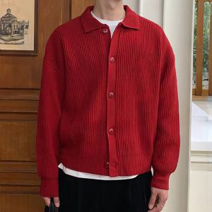 골지 짜임 남성 4컬러 소프트 카라 가디건 IS-JK18