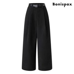 [보니스팍스]와이드 핀턱 벨티드 기모 슬랙스 팬츠 (XP3TA018L0)
