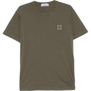 스톤아일랜드  스톤 남성 가먼트다이 로고 패치 슬림핏 반팔(밀리터리그린) K1S15 2100237 S0057 V0054