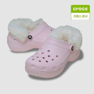 [크록스본사] 크록스 클래식 퍼즈 플랫폼 퍼즈 라인드 핑크밀크 212854-6ZW