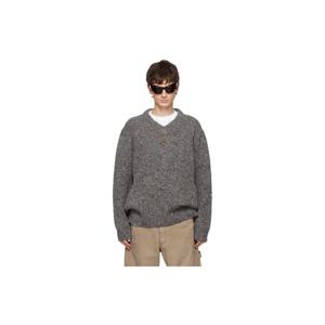 메종마르지엘라 브이넥 그레이 3게이지 스웨터 252168M206007