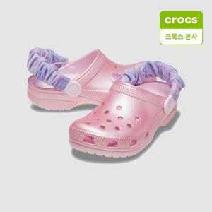 [크록스]아동화 클래식 스크런치 쉘 클로그 키즈 핑크 밀크 211975-6ZW