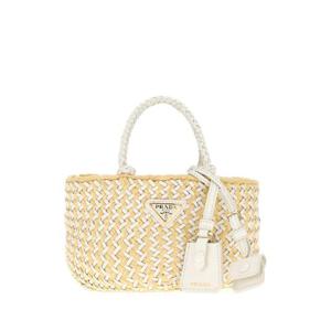25FW 프라다 투 tone 레더 앤 raffia h앤bag 1BA4672MHCF0965 TP567690019