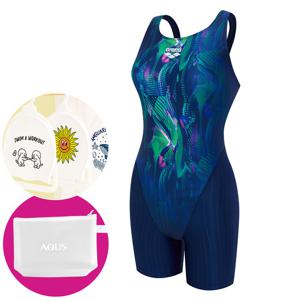 아레나 여성 수영복 일반 사이버매트릭스 3부 반신 레이서백 A5FL1LD31 NVY 가방 수모행거 증정