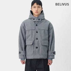 빌리버스 남성 오버핏 하이넥 하프코트 캐주얼 후드 코트 자켓 BDGT001