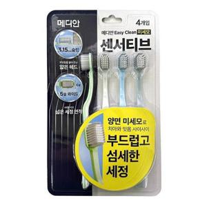 메디안 이지클린 센서티브 양면 미세모 칫솔 4개입