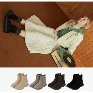 MARINA 여성 부츠 밴딩 소가죽 스웨이드 키높이 장화 4종택1 08091QC-W