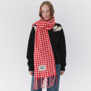 [마리끌레르] [정가59,000원] 더블 체크 머플러(MAFDSC15NRD)