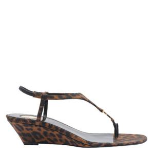 25FW 생로랑 Cassandra In 레오파드 Grosgrain Wedges 825279AAC9R2038 TP565510701