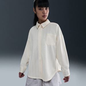 나이키자켓 JQK HV1957-110 스포츠웨어 여성 오버사이즈 자카드 스트라이프 버튼다운 탑