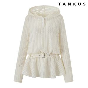 택가 59,000원 [탱커스]소프트 자가드 믹스 벨티드 후드 블라우스 (TY1BL003L0)