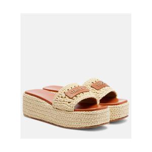 베르사체 로고 라피아 플랫폼 에스파드리유 슬라이드 P01131077