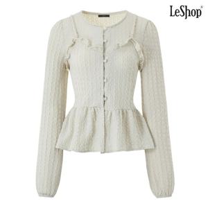 [르샵]로맨틱 페플럼 프릴 라운드 긴팔 블라우스 (DQ1BA005A)