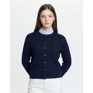헤지스 여성 26SS 아이코닉 케이블 긴팔 크루넥 가디건 다크네이비 HSSW6AC11N3